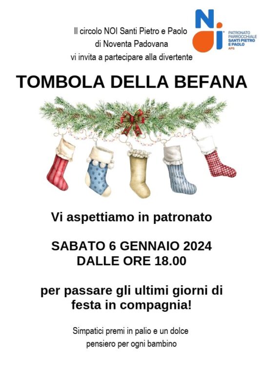 Tombola della Befana 6 gennaio 2024