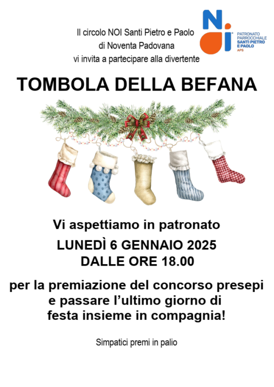 Tombola della Befana 6 gennaio 2025