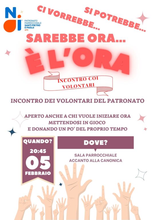 Incontro con i volontari 5 febbraio 2025