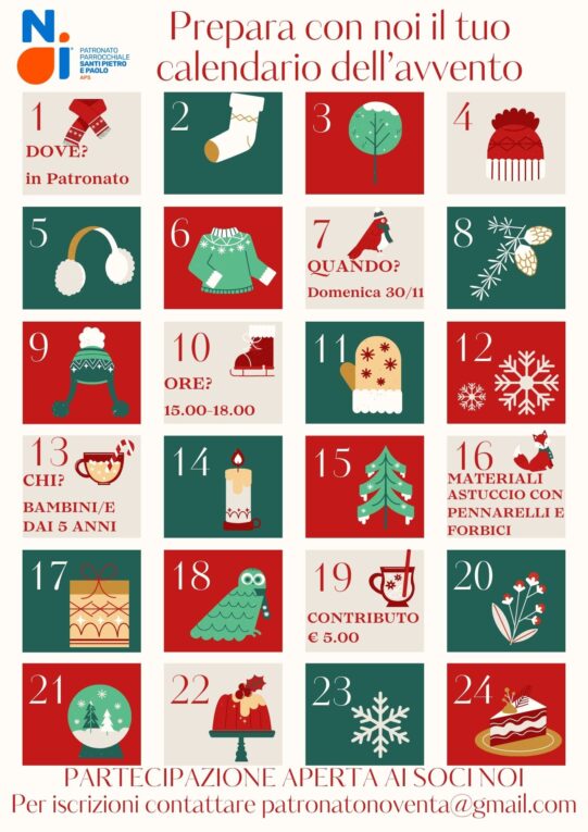 Laboratorio calendario dell’Avvento 30 novembre 2025